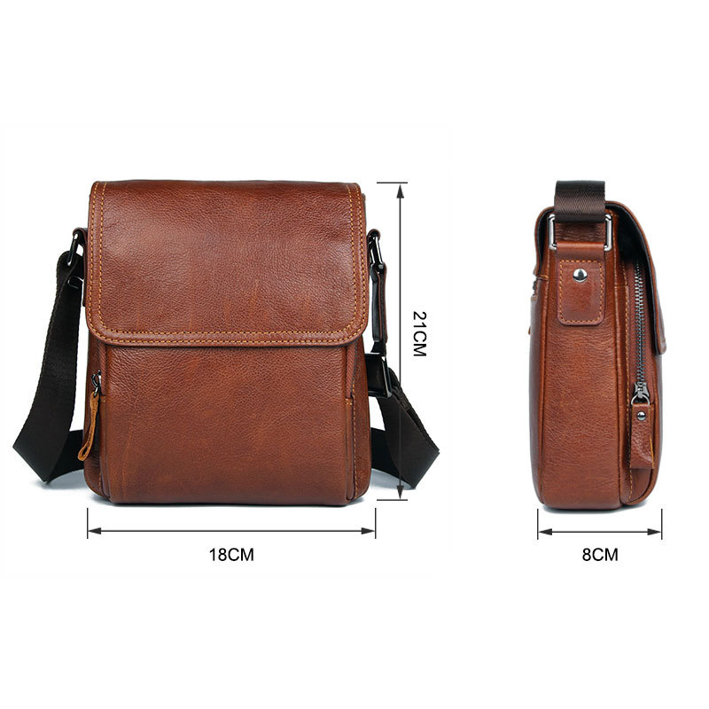 

Fashion Men Cowhide Leather Flap Travel ablet Shoulder Crossbody Bag, Black