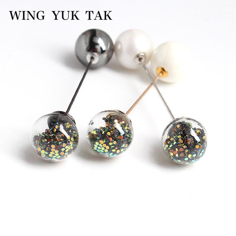 

Stud Wing Yuk Tak 1pcs Punk Simulated Pearl Earrings For Women Modern Fashion Cool Party Jewelry Wholesale, Golden;silver