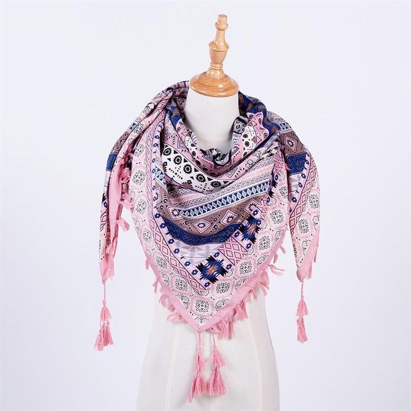 

Scarves Bohemian National Romantic Silk Scarf Jacquard Square Hijab Scarfs For Ladies