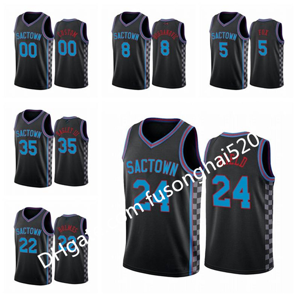 

Print High Quality Men's Women kids Buddy Hield De'Aaron Fox Bogdanovic Harrison Barnes City Sactown 2020-21 Basketball Custom Jersey, Black;red