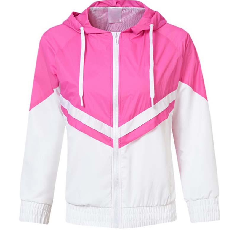 

Women's jackets Windbreaker coats sports tide casual fashion Waman pink top Thin coat classic styles hooded windbreakers spring autumn -2XL 4 Colors, White