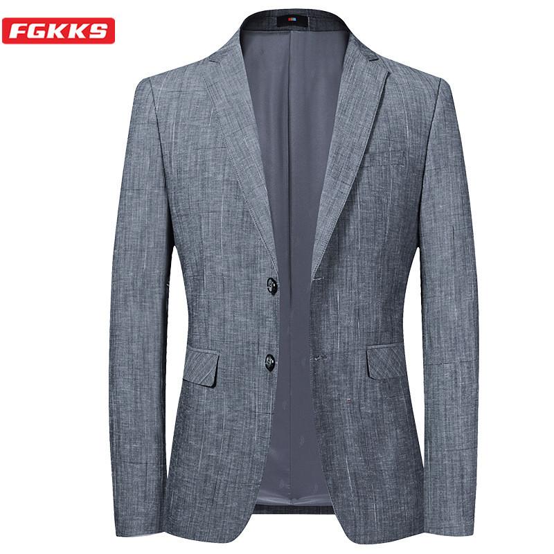 

Men's Suits & Blazers FGKKS Brand Men Fashion Office Korean Version Wedding Suit Jacket Formal Gray Blazer Male