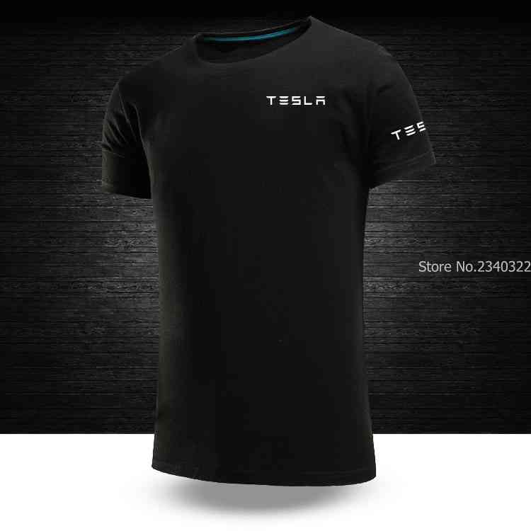 

Summer Short Sleeve Tee Shirt Men Summer Tesla Letter T-shirt Solid Colour t Shirt