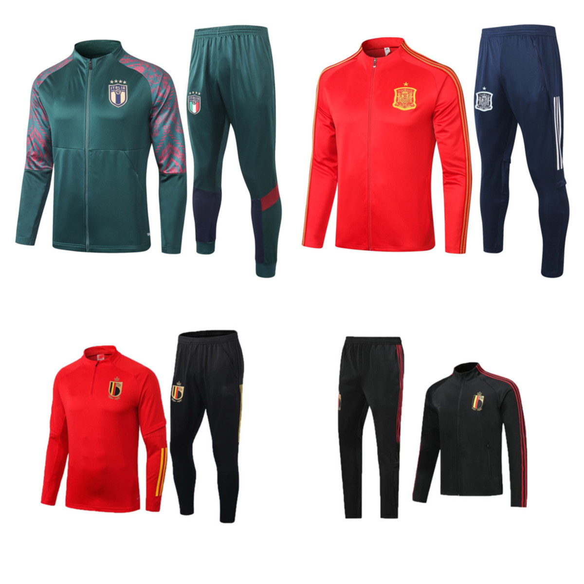 

2021 Spain soccer Tracksuit , Belgium Italy football jacket kits Survetement de football , Mexico national team