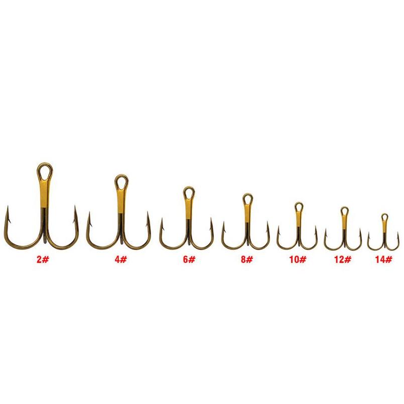 

High Quanlity 7size Gold Stainless Steel Fishing Hook Treble Hooks With Barb Freshwater/saltwat jllHeZ xmh_home