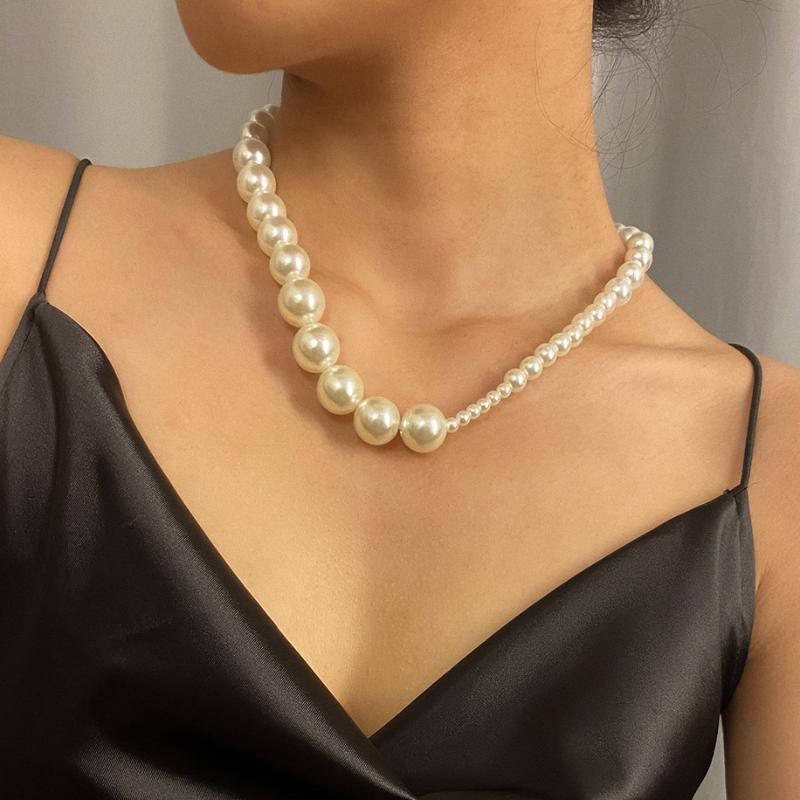 

Pendant Necklaces Imitation Pearls Chain Choker Necklace For Women Elegant White Baroque Pearl Beads Classic Collar Wedding Jewelry