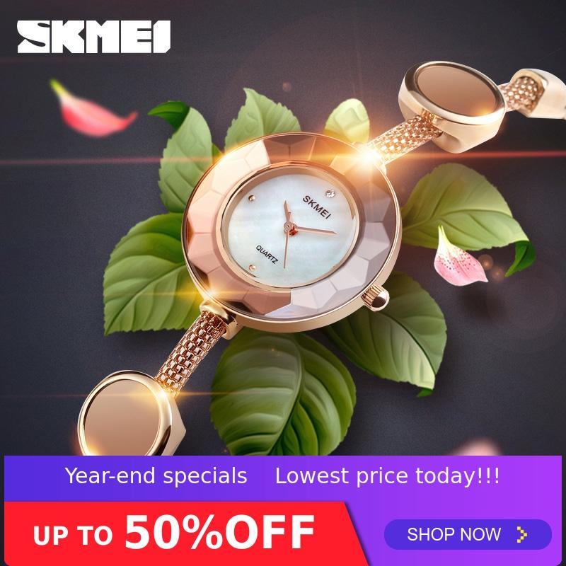 

Wristwatches SKMEI Quartz Ladies Watch Waterproof 3Bar Stainless Steel Strap Fashion Women Watches 1406, Slivery;brown