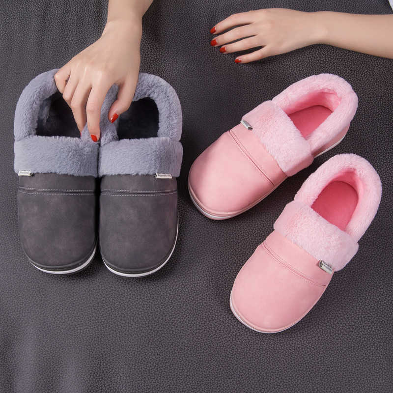 

Winter Woman Slippers Platform Velvet Ladies Slippers Waterproof Flock Slippers Warm Home Slides Soft In-Sole Comfy Women Shoes H0827, Beige