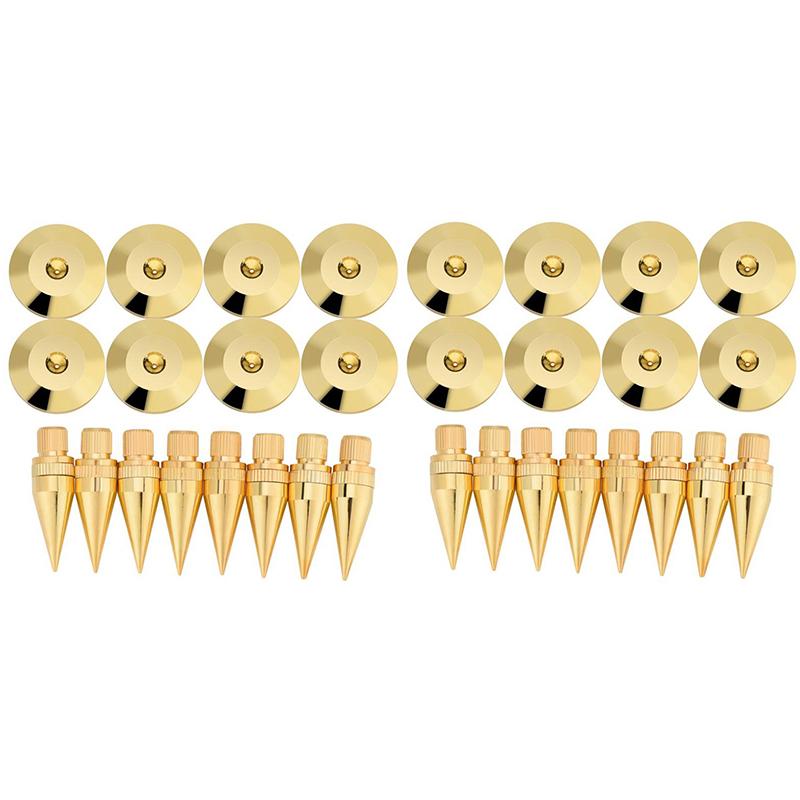

16 Pairs 6 x 36mm Copper Speaker Spike Isolation Stand + Base Pad Feet Mat Speaker Isolation Pads