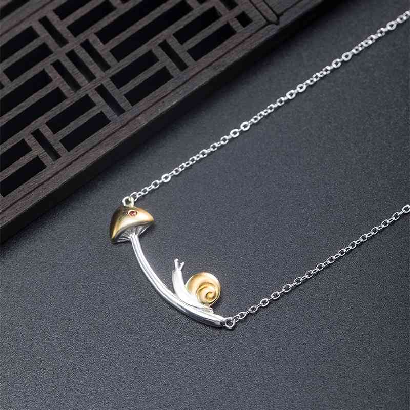 

VLA 2021 925 Silver Creative Design Snail Mushroom Necklace Women's Temperament Lovely Sweet Jewelry