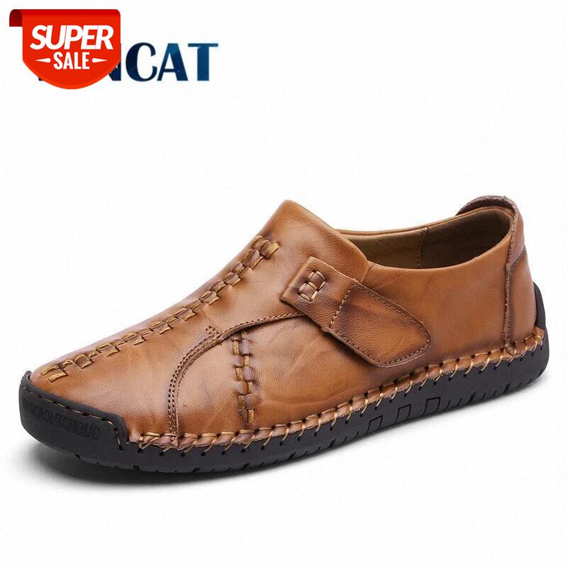 

VANCAT 2018 New Handmade Comfortable Casual Shoes Loafers Men Shoes Quality Split Leather Men Flats Moccasins #Wg39