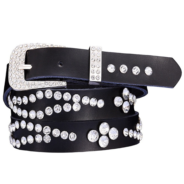 

Designer belts 2023 New Women's 2.3cm wide flower narrow leather women's diamond belt