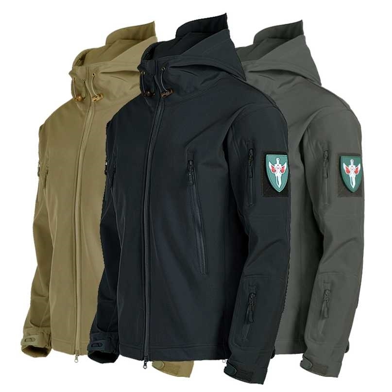 

Army Shark Skin Soft Shell Clothes Tactical Windproof Waterproof jacket men Flight Pilot Hood Coat Military Field bomber Jacket 211110, Pants black