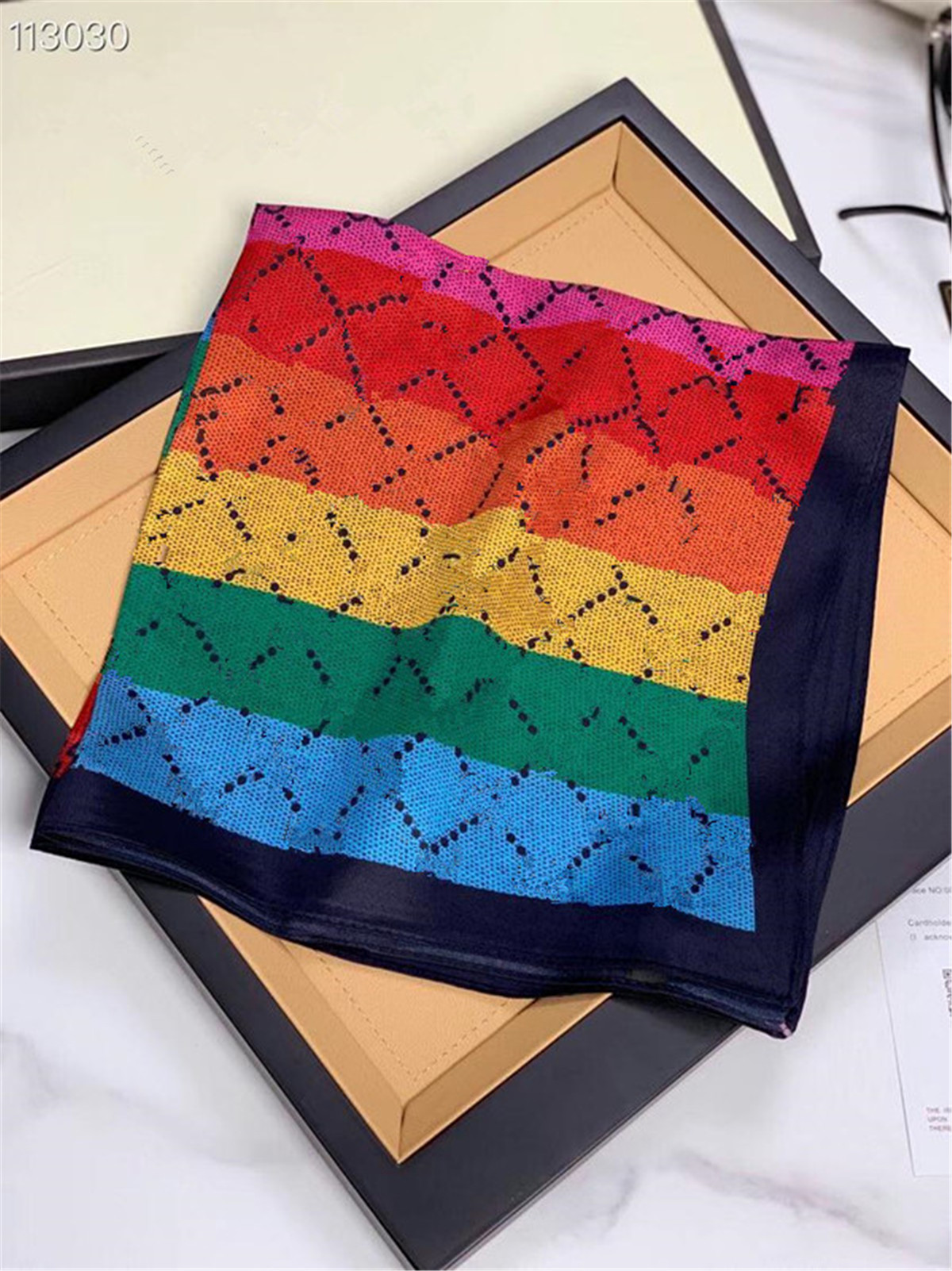 

l Silk HANDBAG scarf Headbands women Classic letter scraves Top grade bag hair Bands 50x50cm The gradient color