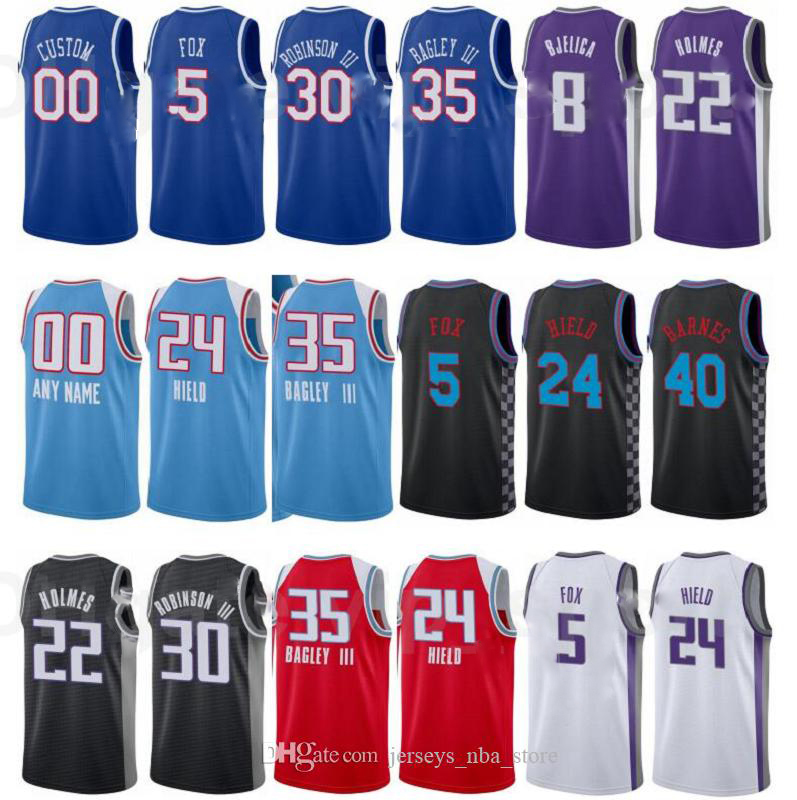 

Print Basketball Marvin Bagley III Jersey 35 Tyrese Haliburton 0 DeAaron Fox 5 Harrison Barnes 40 City Earned Edition Custom Name Number, Color3