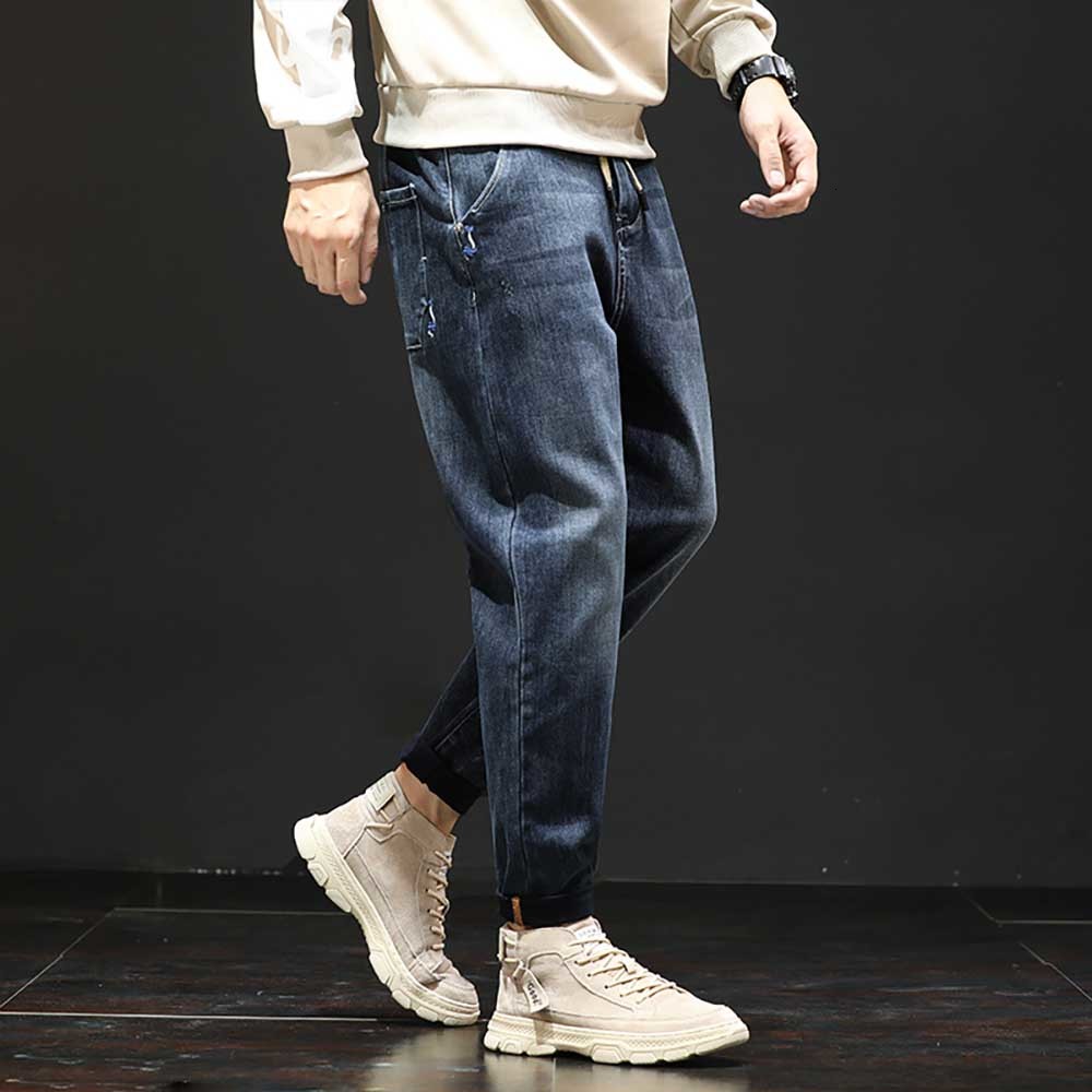 

2021 New Tension to Get Men's Casual Denim Pants Baggy Hiphip Street Breeches Cowboy Man's Clothes 5t3r, Blue