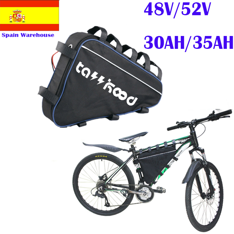 52v 35ah 1500w triangle lithium electric mountain Bicycle battery pack 52 Volt 18650 e adults bike rechargeablebattery For 48V bafang 1000w 750w-image-395785314