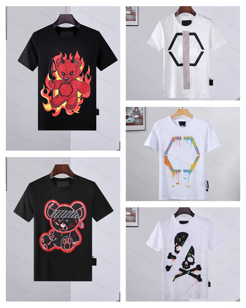 

Phillip Plain Men designer PP Skull Diamond t shirt Short sleeve Dollar Brown bear Brand tee O-Neck high Quality Skulls TShirt tees tops 0, White