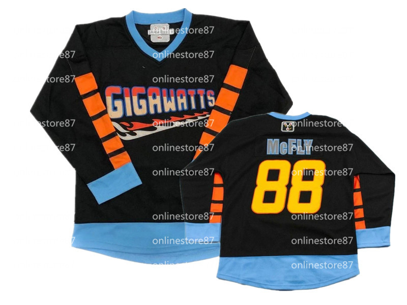 

Movie Jerseys Back to the Future Hockey Jersey Customize any name and number personality embroidery Jersey, Black