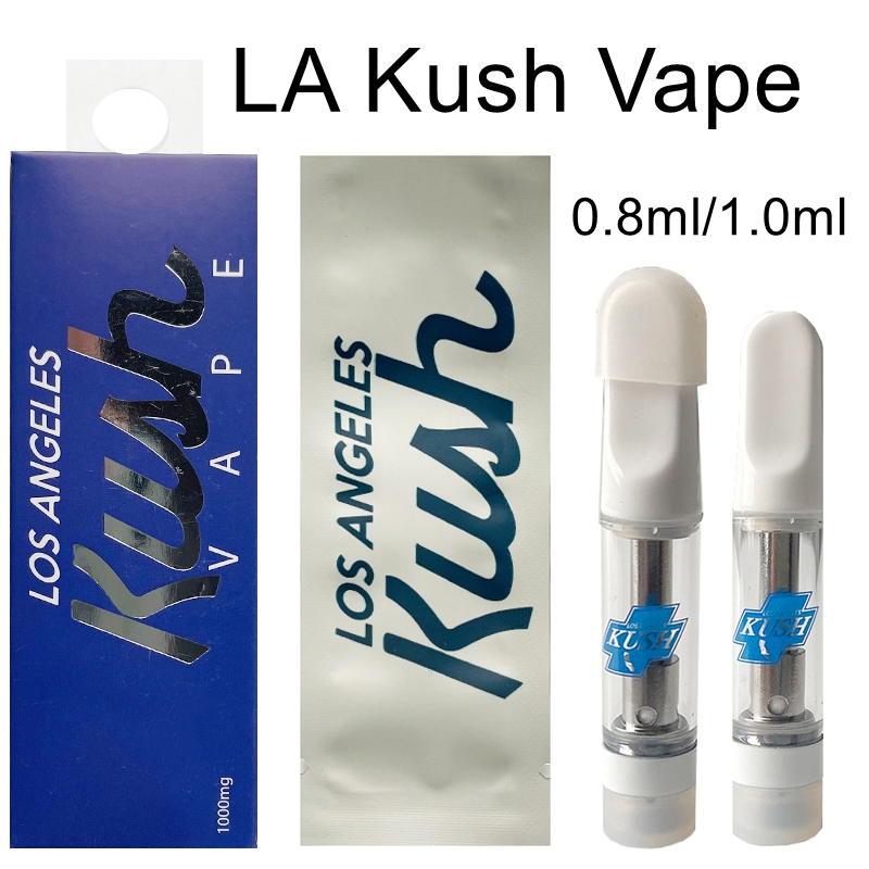 

New LA KUSH Vapes Carts Empty Vape Cartridges Packaging 0.8ml 1.0ml Ceramic Thick Oil Vaporizer Atomizers 510 Thread E Cigarettes