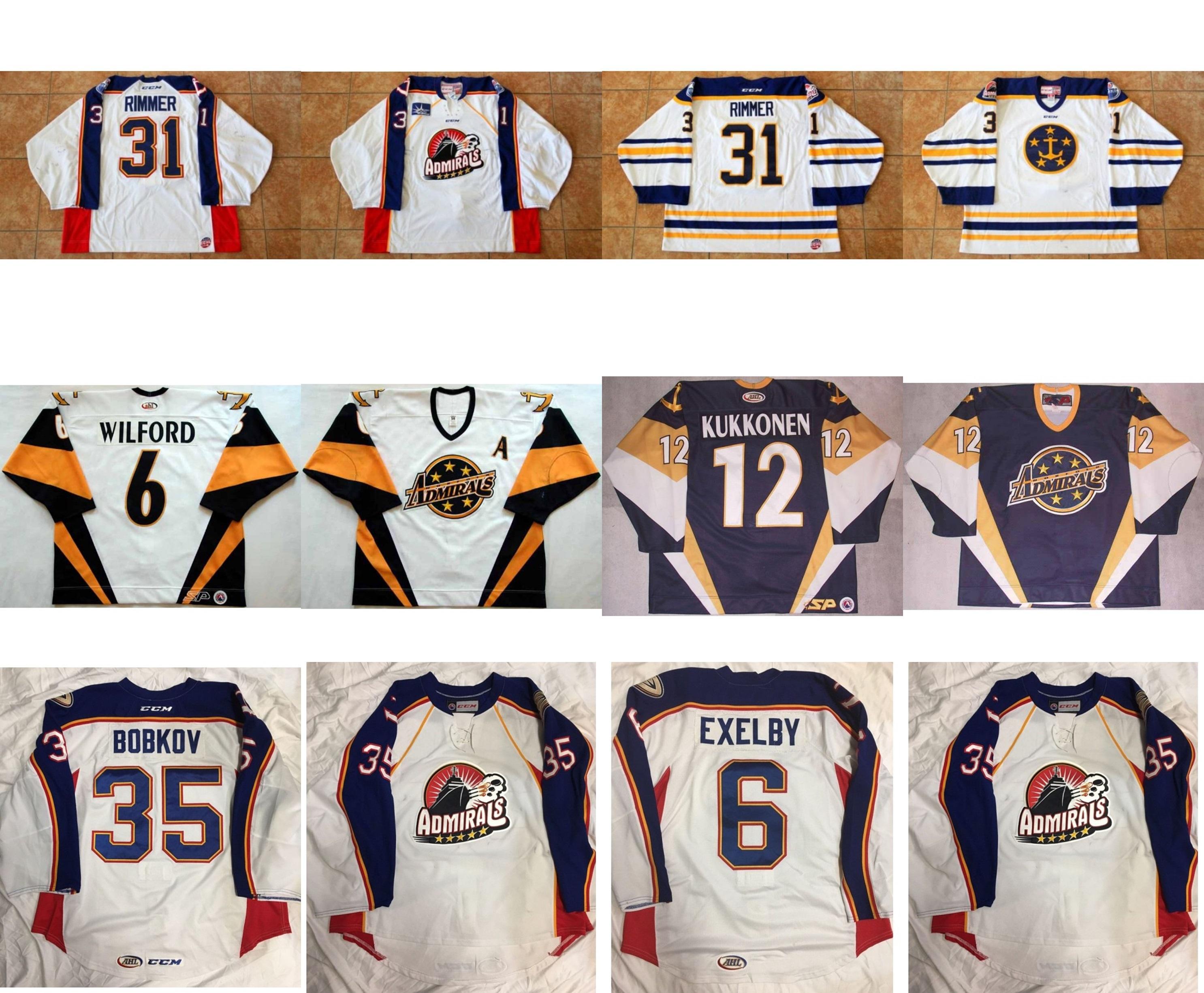 

Mens Womens Kids 2017 Customize ECHL Norfolk Admirals 6 Marty Wilford 12 Lasse Kukkonen 6 Exelby Stitched Hockey Jerseys Goalit Cut, Black;red