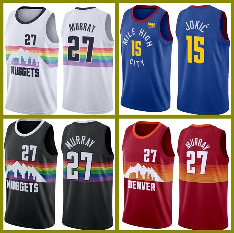 

New Denver Nuggets Nikola Jamal 27 Murray Jerseys Lonzo 2 Ball 15 Jokic Tracy 1 McGrady Basketball Vince 15 Carter Zion 1 Williamson, Black;red