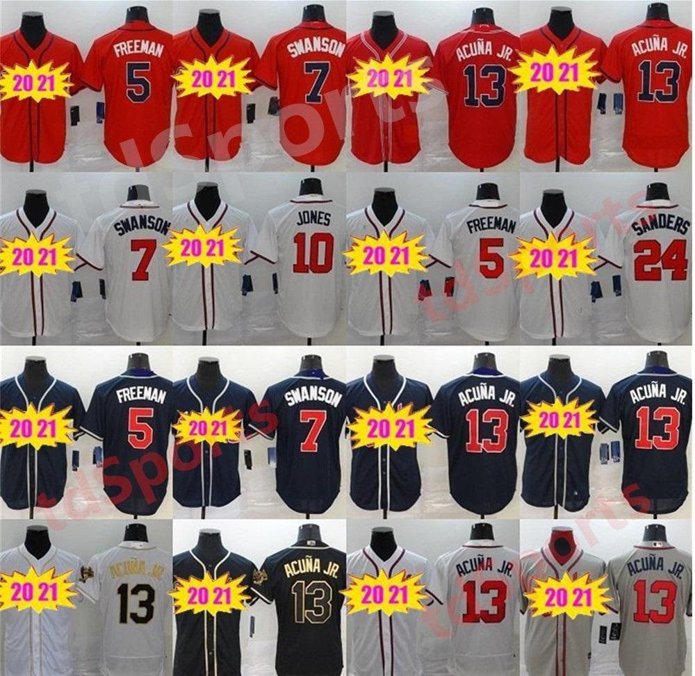 

2021 Men Women kids youth Ronald Acuna Jr Baseball Jerseys Freddie Freeman Brave Swanson Deion Sanders Jersey, As shown in illustration
