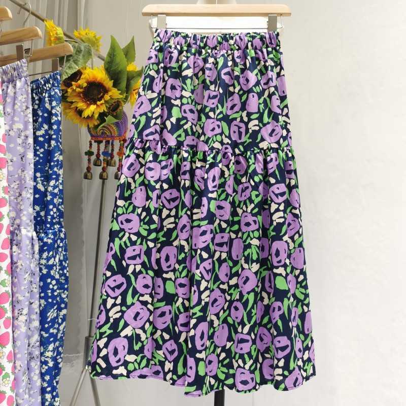 

VANOVICH European Women Skirts Wild Cotton Summer Female High Waist Casual Fashion 210615, Purple