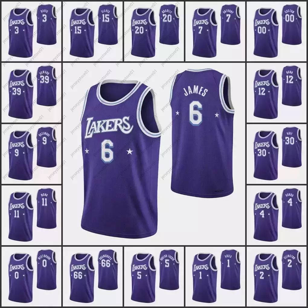 

Custom 75th anniversary Printed Basketball 6 James Jersey Carmelo Anthony Jerseys Davis Russell Westbrook Dwight Howard Austin Reaves Malik Monk Bradley Men, Colour 1