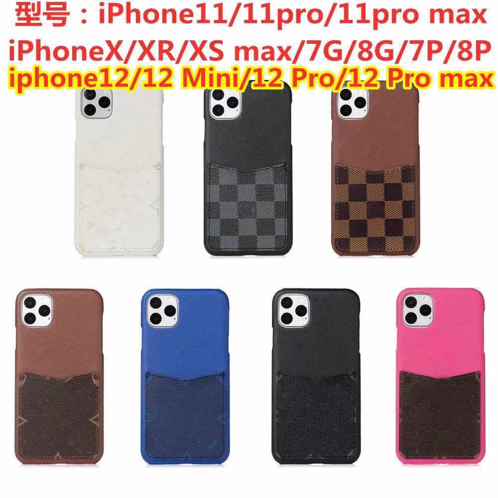 

Fashion Card slot Design PU Leather Phone Case for iphone 12 pro max 12Pro 11 pro max 7 8 plus XR XS MAX Hard Shell Brand Back Cover