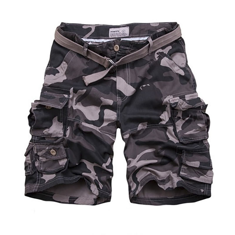 

2021 New Summer Cargo Men Camouflage Male Camo Knee-length Comfortable Mens Short Pants Hombre Shorts with Belt Plus Size Wqeb, Orange red