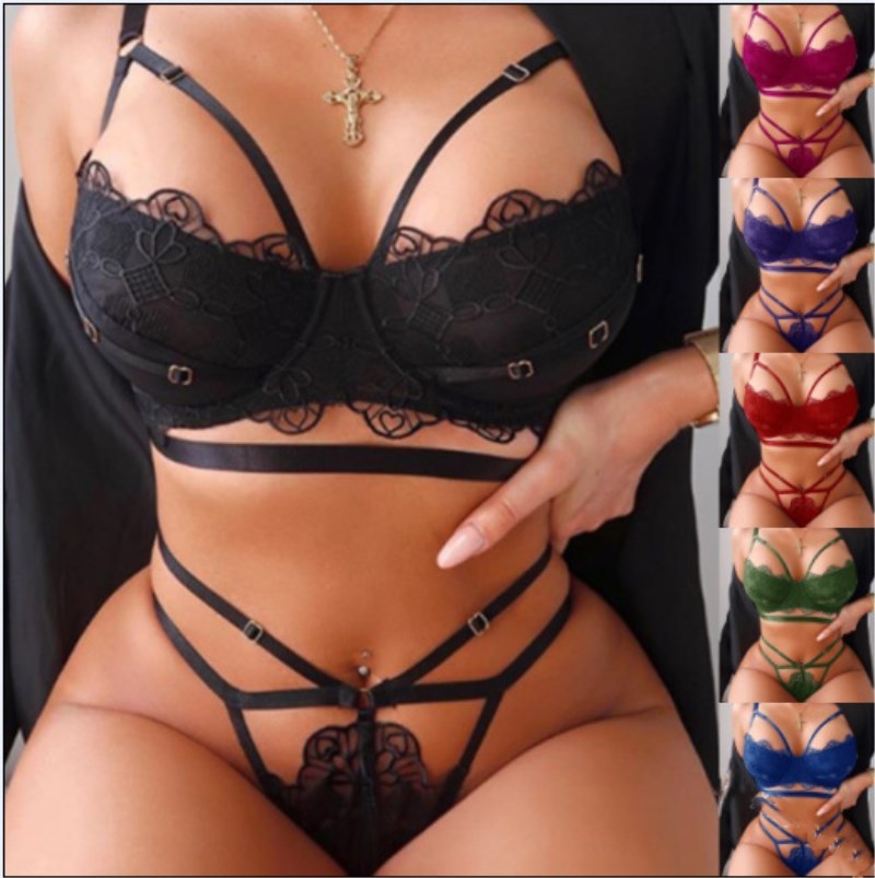 

New Arrivals Sexy Bra Set Womens Bras Sets Sexy Lace 2 Piece Set Women Underwear Fashion Nightwear Sleepwear, Purple