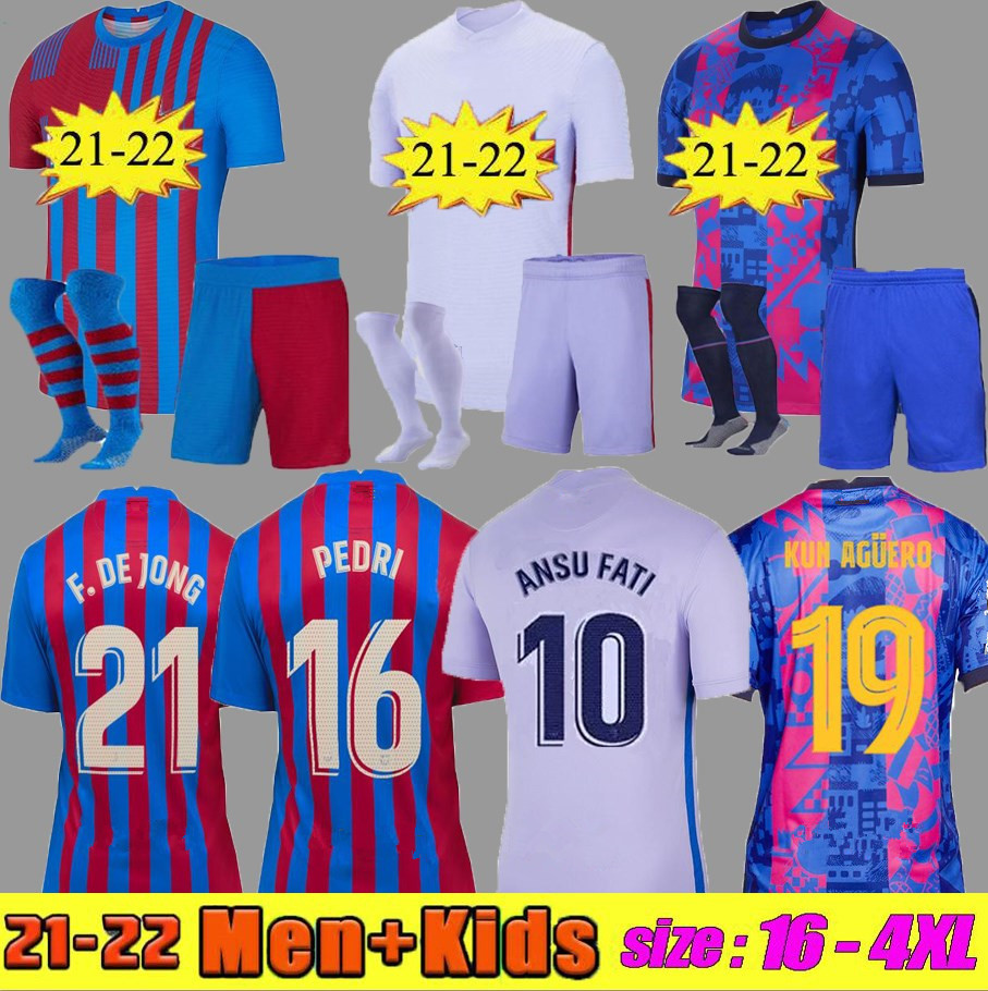 

tops barcelona ANSU FATI Camisetas de football soccer jersey MEMPHIS PEDRI Kun Aguero BARCA 21 22 2021 2022 GRIEZMANN F. DE JONG DEST kit shirts men + kids sets third, Fans