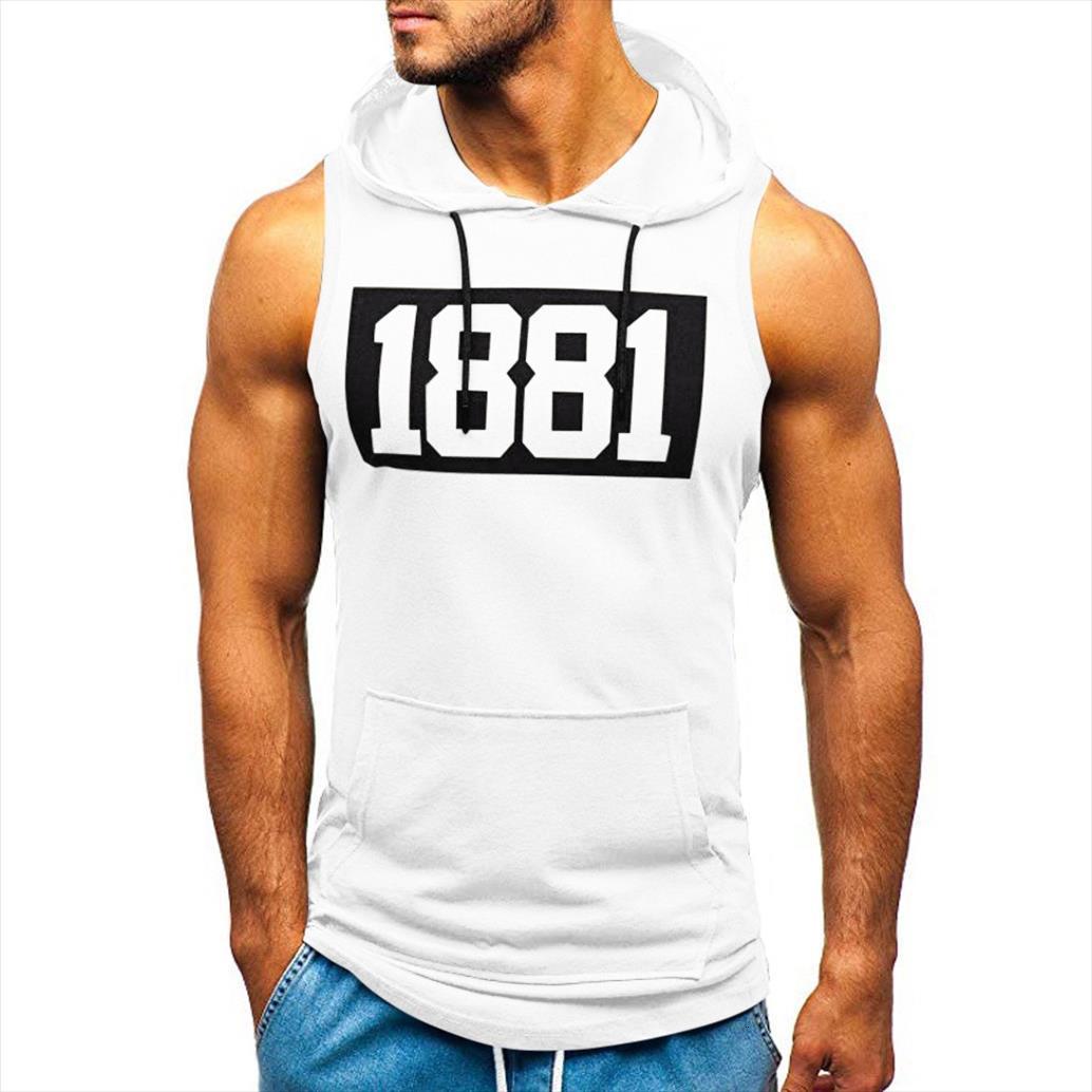 

men gyms clothing mens bodybuilding hooded tank cotton sleeveless vest sweatshirt fitness workout summer sportswear male, White;black