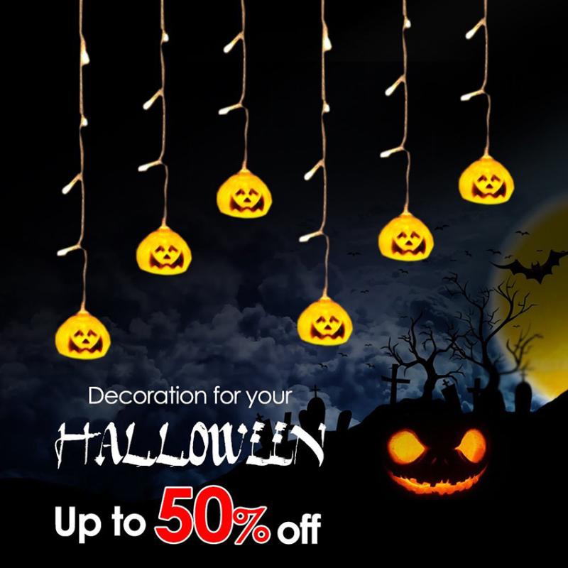 

Halloween Pumpkin Light 3.5M 5M 220V 110V LED Curtain String Light Indoor Fairy Garland Luces Christmas Decoration for Home Room