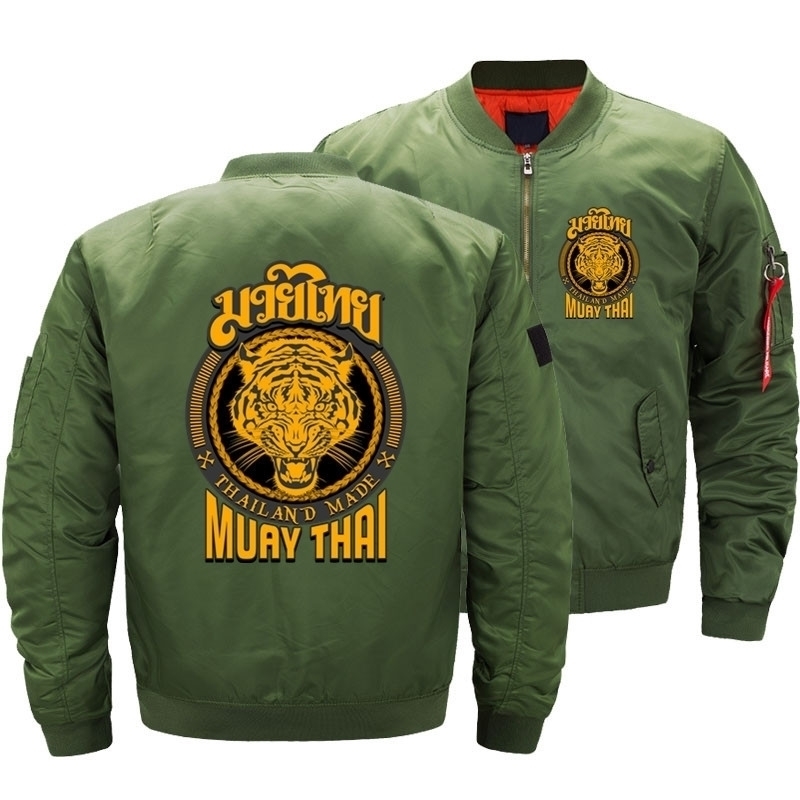 

White Dropshipping Muay Thai Tiger Thailand Bomber Jacket Men Streetwear Hip Hop Winter 3D Printed Thick Hombre off T200117, No print