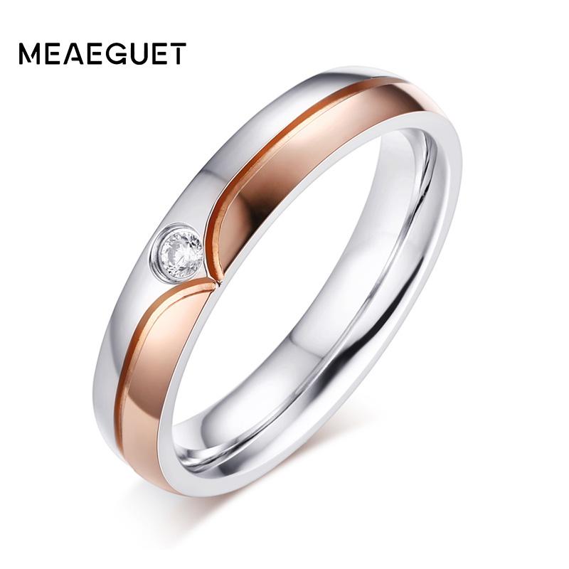 

Cluster Rings Rose Gold Color Curve CZ Stone Wedding For Women High Polished Bands Accessories USA Size