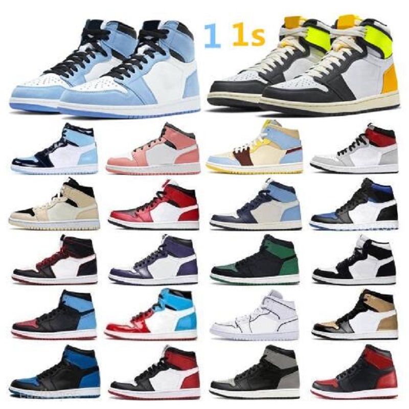 

Top Quality Jumpman 1 1s High Fearless Obsidian UNC Shoe Mens Womens Basketball Shoes Banned Bred Toe Chicago Boy Girl Black Red Running Sneakers, # 37