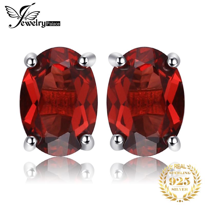 

Stud JewelryPalace 2ct Oval Genuine Garnet Earrings 925 Sterling Silver For Women Korean Earings Fashion Jewelry 2021