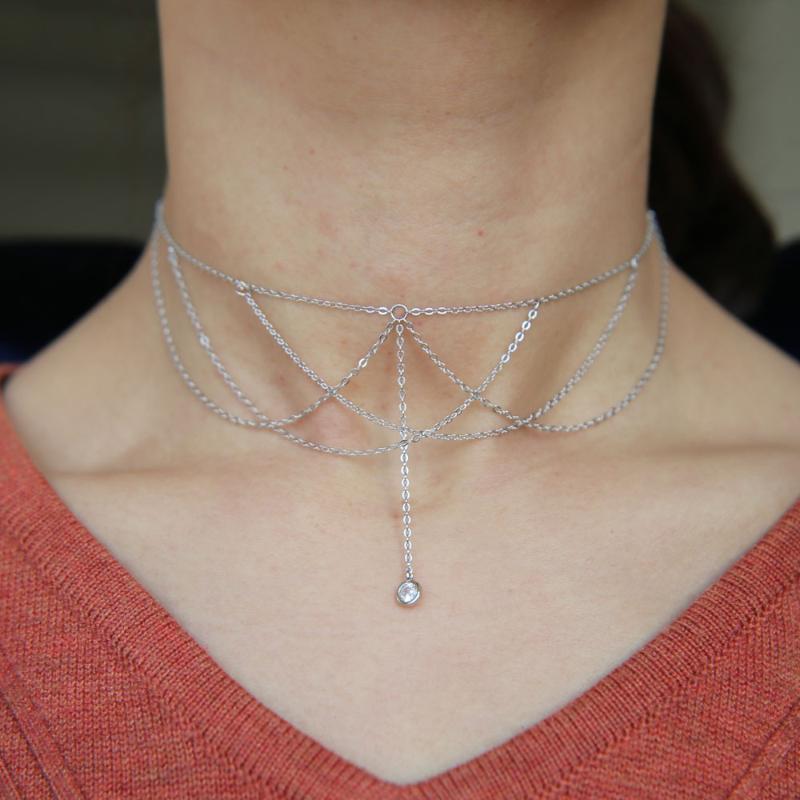 

Chains FAMSHIN 2021 Delicate Women Necklace Y Lariat Dainty Gold Color 925 Sterling Silver Chain Choker