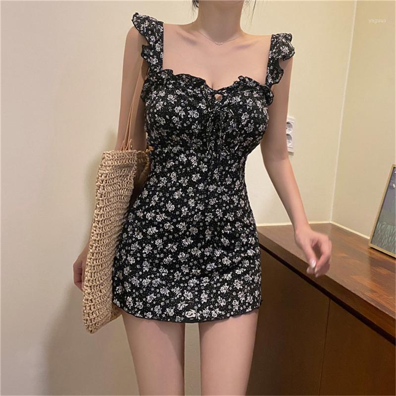 

Women's Swimwear 2021 Women Lady Beach Wear Swimsuit Sexy Padded Floral Print Swim Skirt Summer Ladies Maillot DeBain Female, Black