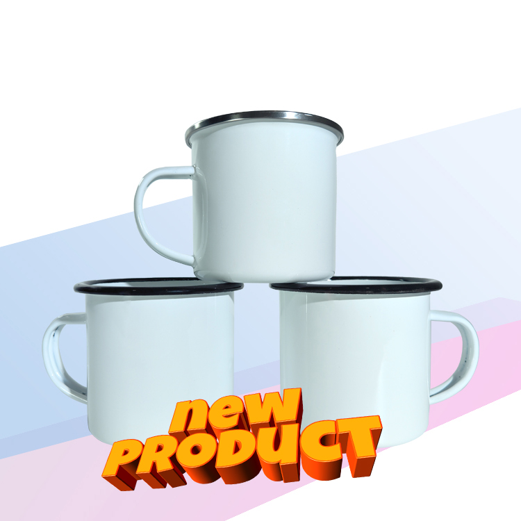 

12oz sublimation enamel mug blanks wine tumbler coffee cup with handle DIY printing, White/12oz