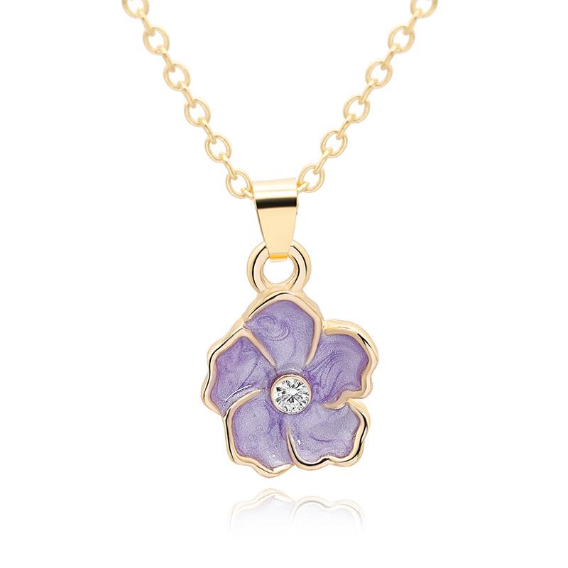 Pendant Necklaces 5 Color Sun Flower Plant Lotus Charm Necklace Tiny Buddha Lotos Petal Chain Lady Women Gift Jewelry-image-709262377