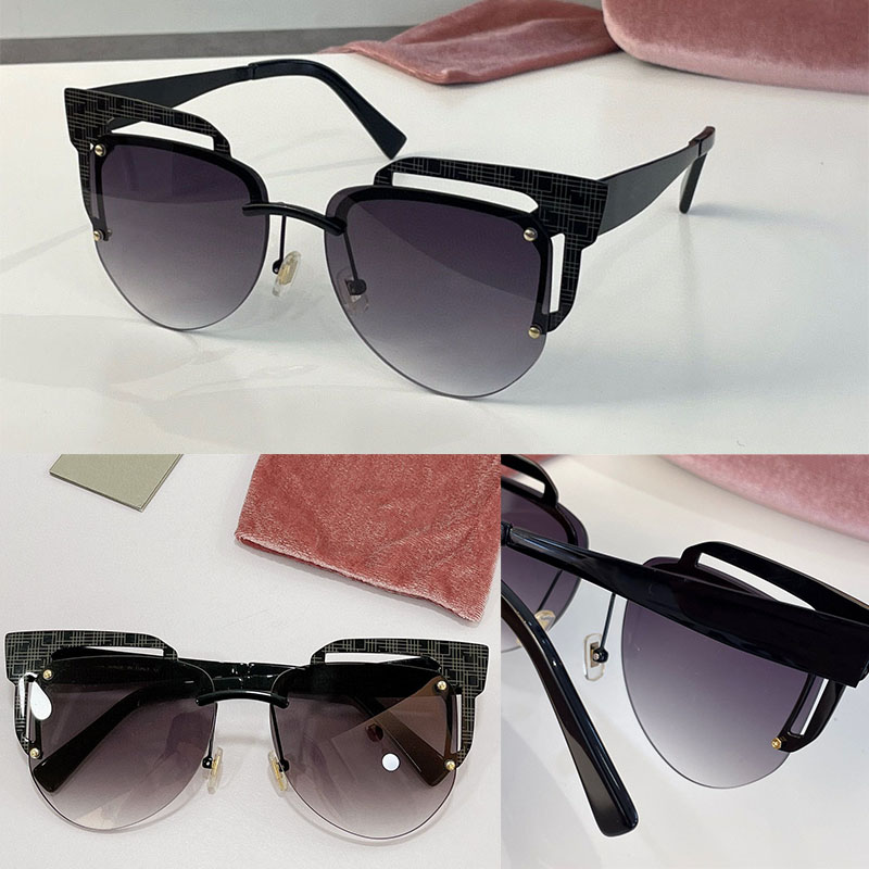 

Sunglasses For Women Summer Cat Eye style Anti-Ultraviolet 085S Retro Plate oval Half frame fashion Eyeglasses Random Box