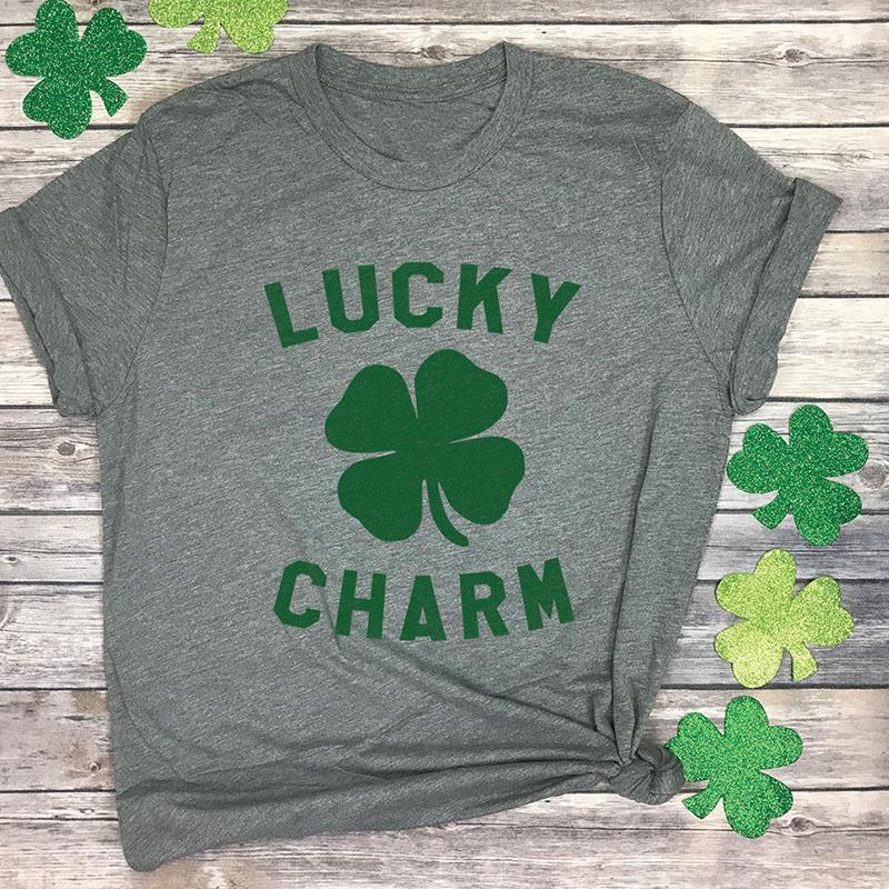 

Women' T-Shirt Tee Patricks Day Shirt Women Short Sleeve Lucky Girl Tops Drink Gift For Mom Mama O-neck, J0145-gn