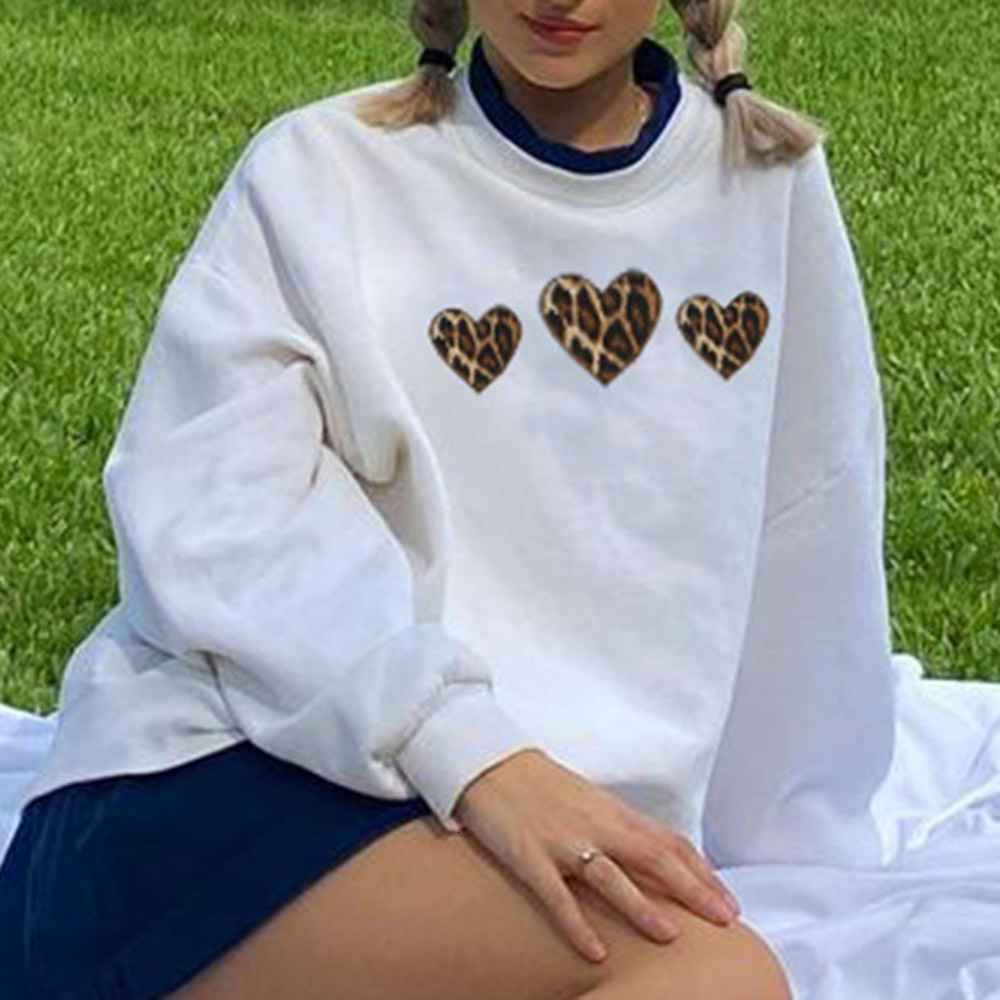 

2021 New Unofficial Hooded Gowns Spring Loose, Simple, Thin and Best Selling Love Crew Neck Long Sleeves 6az6, White