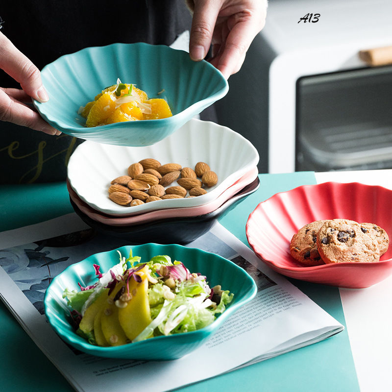 

Home ceramic breakfast plates matte color glaze shell-shaped restaurant dessert salad plate
