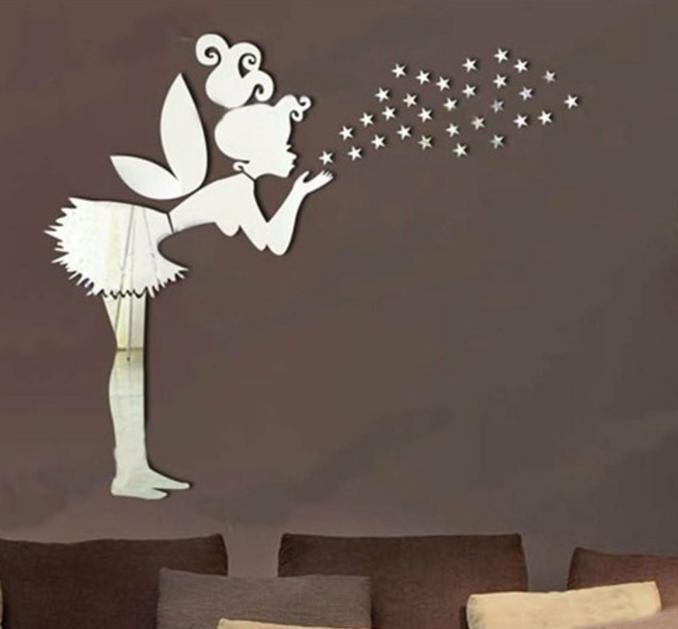 

2021 New 3D Magic Angel Fairy & Stars Mirror Wall Decals Sticker Home Bedroom Decor S