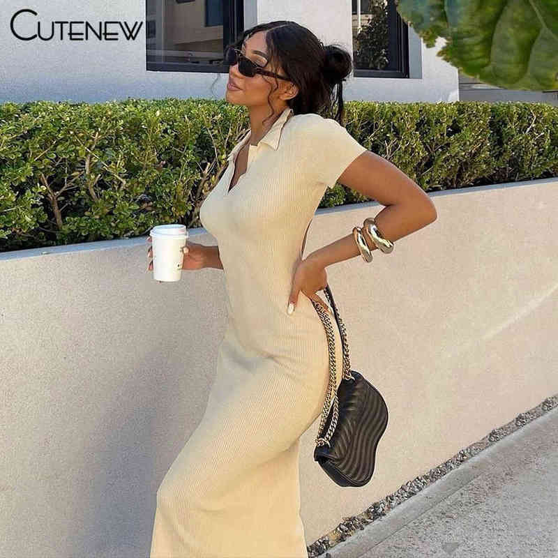 

Cutenew Elegant Knitted Short Sleeve Bodycon Maxi Dress Women Summer Sexy Backless Bandage Streetwear Solid Stretch Lady Dresses G1223, Orange