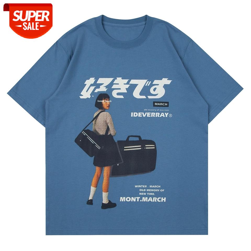 

2021 Summer Hip Hop T-shirt Men Streetwear Japanese Character Print Short Sleeve Shirts Vintage Cotton Harajuku T Shirt Oversize #4Q6l, White;black